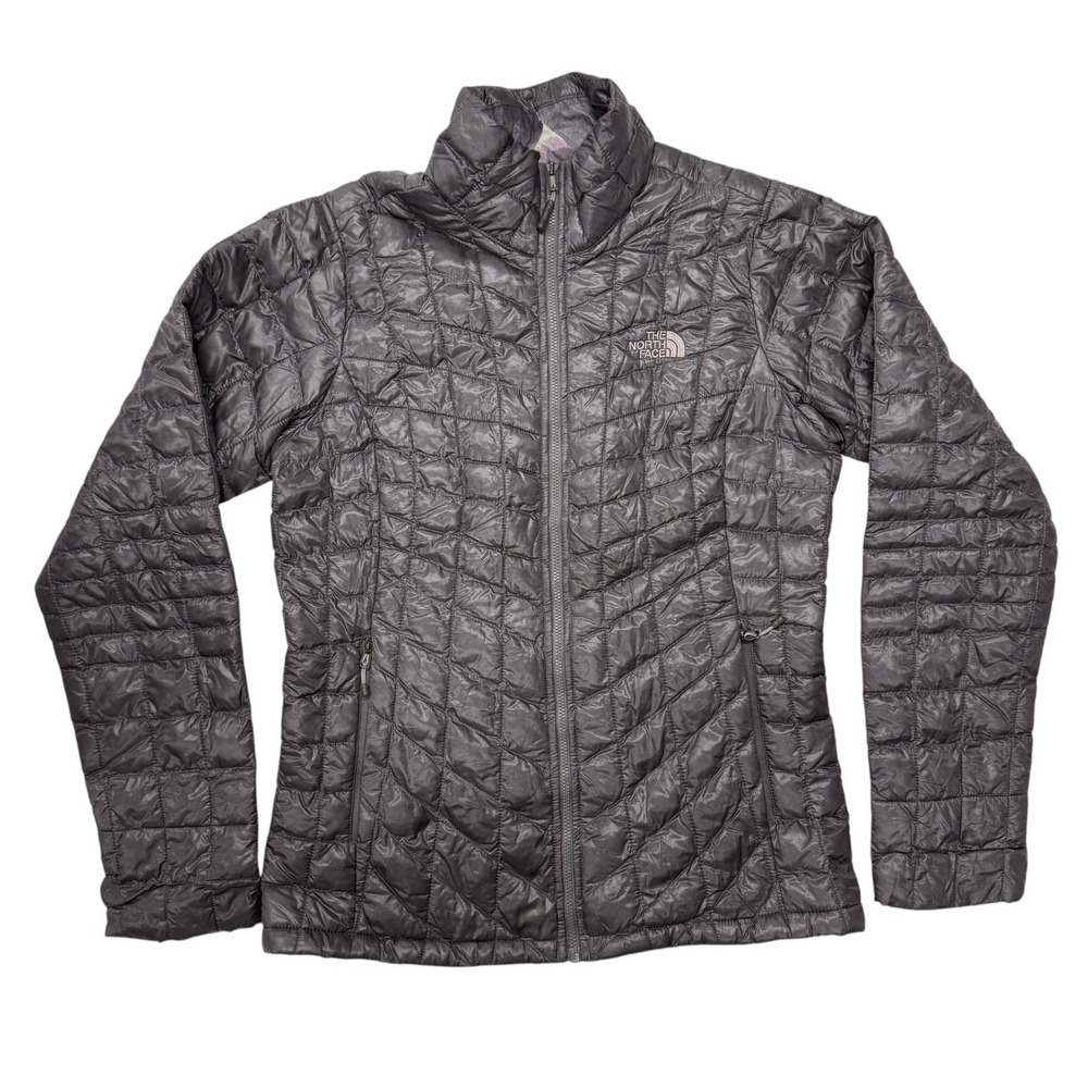 The North‎ Face Thermoball Jacket Womens Small Full Zip Quilted Puffer Gray